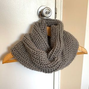 Gray knit infinity scarf